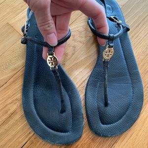 Navy Blue Leather Tory Burch Sandals